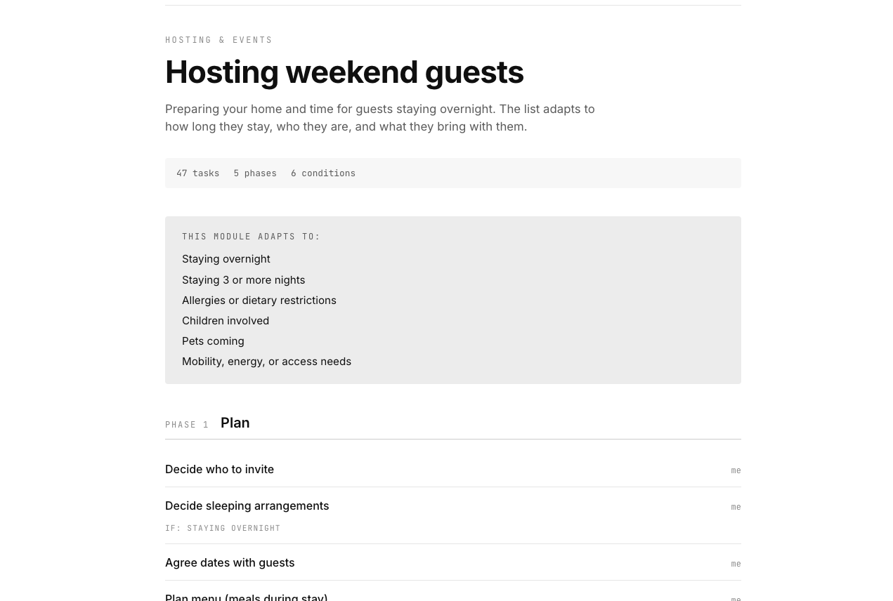 Preflair catalog showing Hosting & Events category